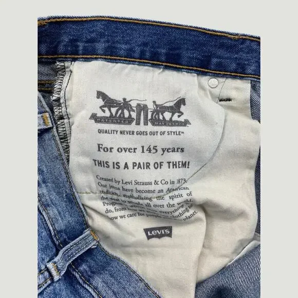 Levi’s 511 Cut Off Denim Shorts Distressed Raw Hem W40 Blue Jean Shorts - Picture 6 of 7